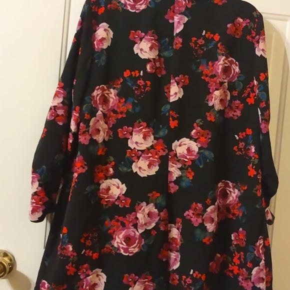 Lane Bryant Black Blazer with Pink and Red Floral Design - Picture 2 of 5